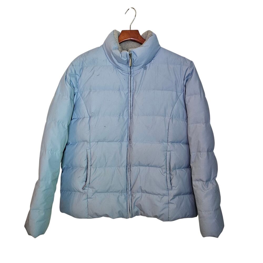 New York & Company Light Blue Down Puffer Quilted Coat